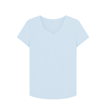 Sky Blue Plain Women's V-Neck T-shirt