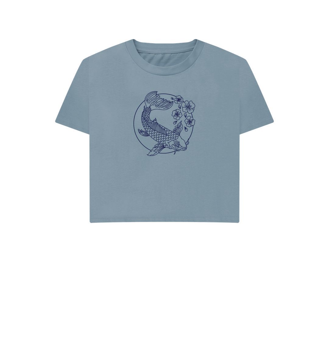 Stone Blue Koi Fish - Women's Boxy T-Shirt