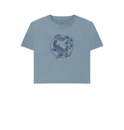 Stone Blue Koi Fish - Women's Boxy T-Shirt