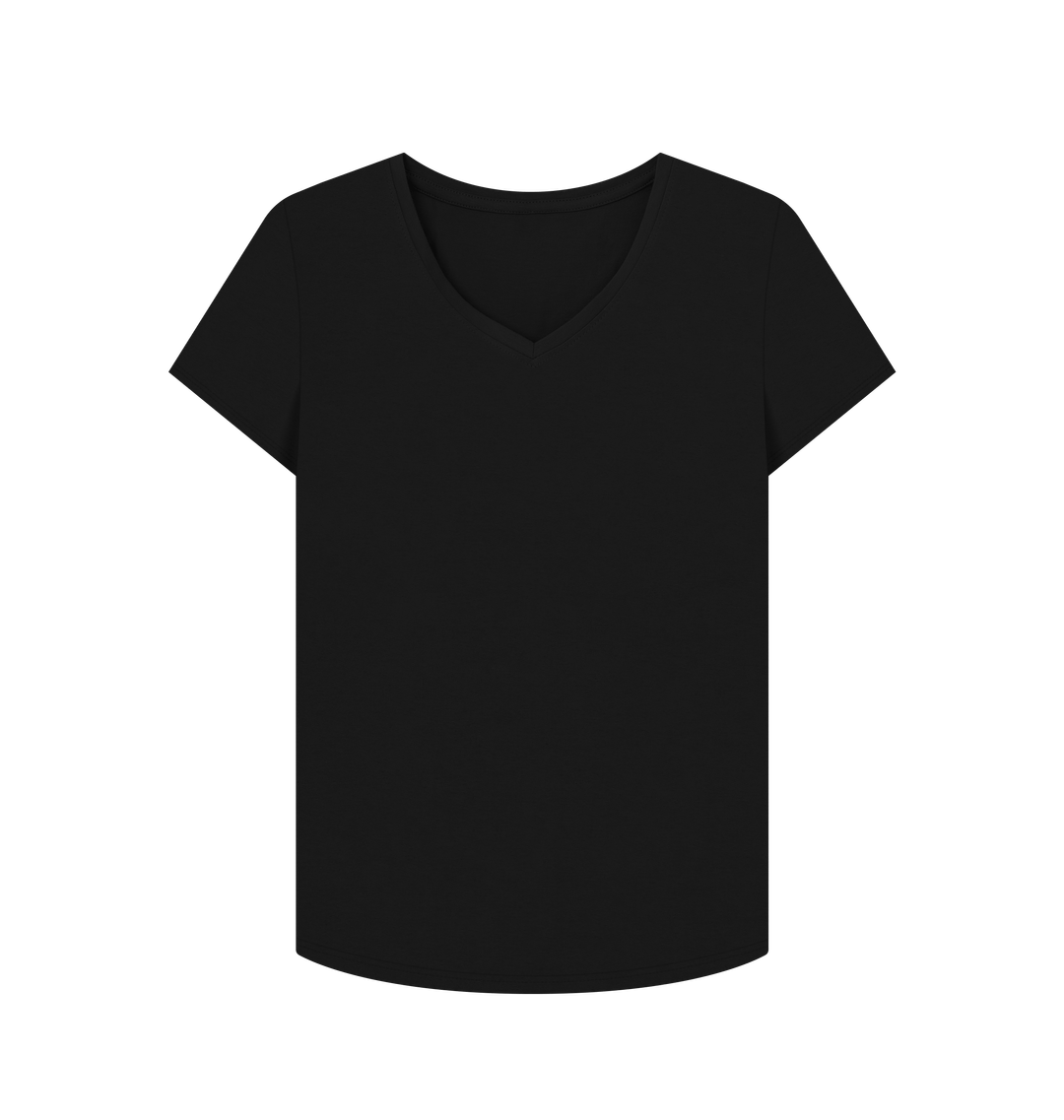 Black Plain Women's V-Neck T-shirt