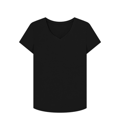 Black Plain Women's V-Neck T-shirt