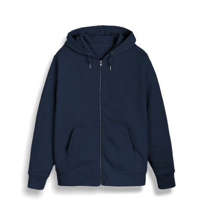 French Navy Plain Unisex Full Zip Hoody