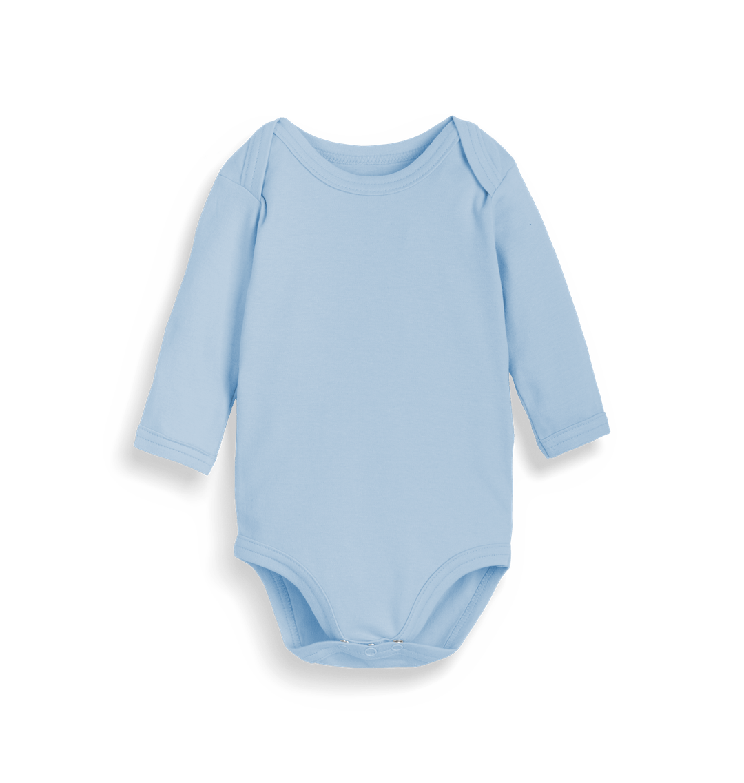 Organic Dusty Blue Plain Baby Organic Long Sleeve Bodysuit