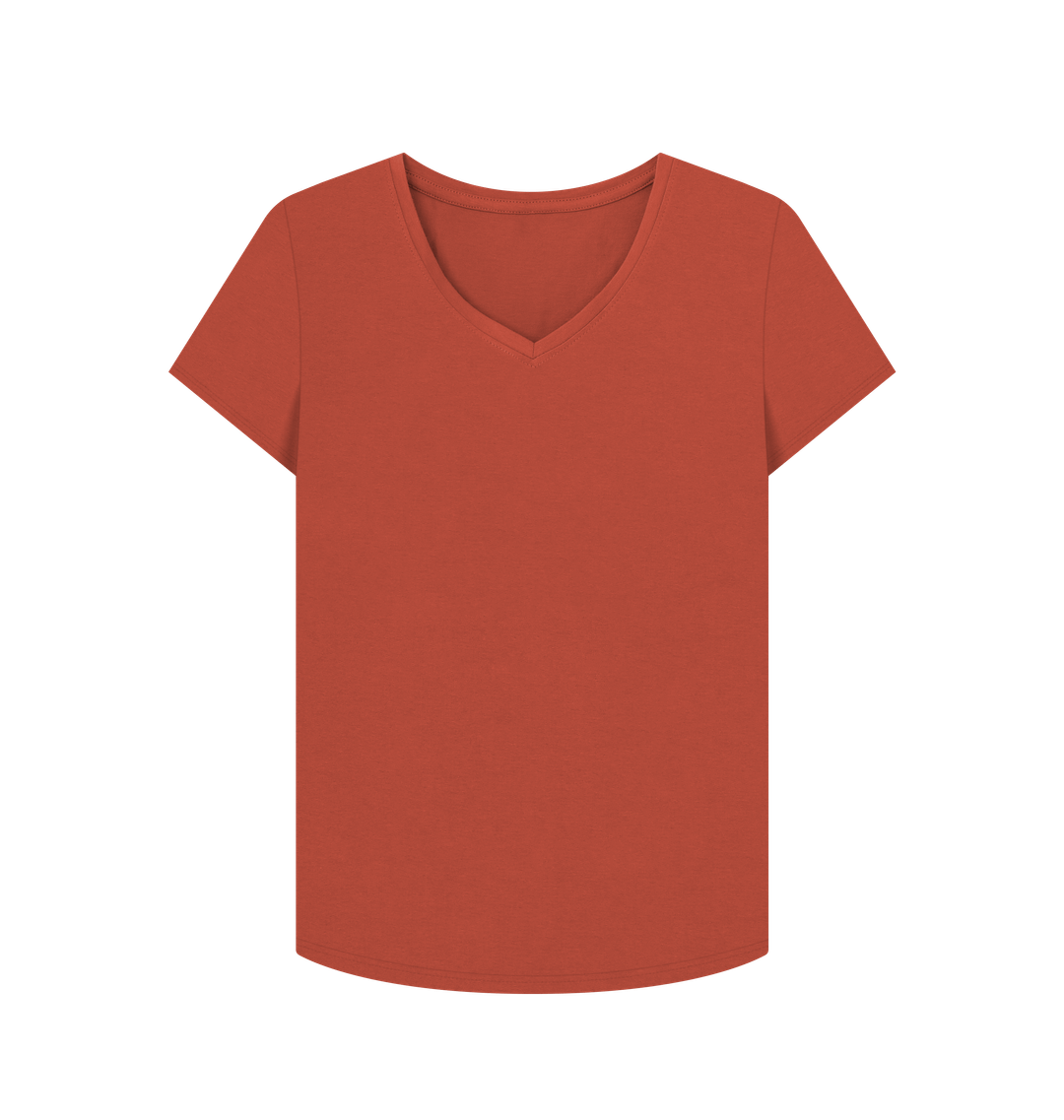 Rust Plain Women's V-Neck T-shirt