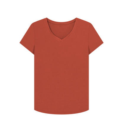 Rust Plain Women's V-Neck T-shirt