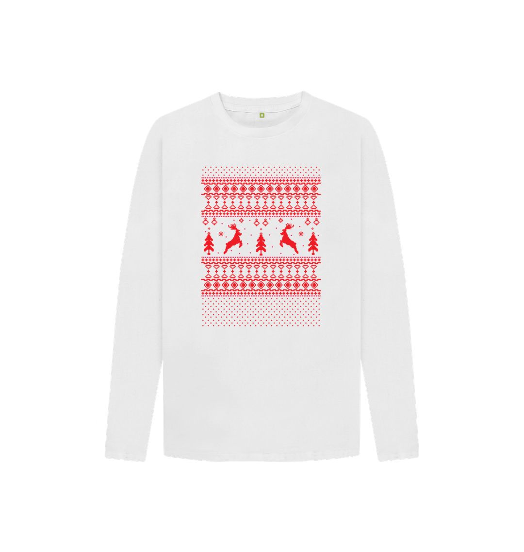 White Christmas Motif - Kids' Organic Long Sleeve T-shirt