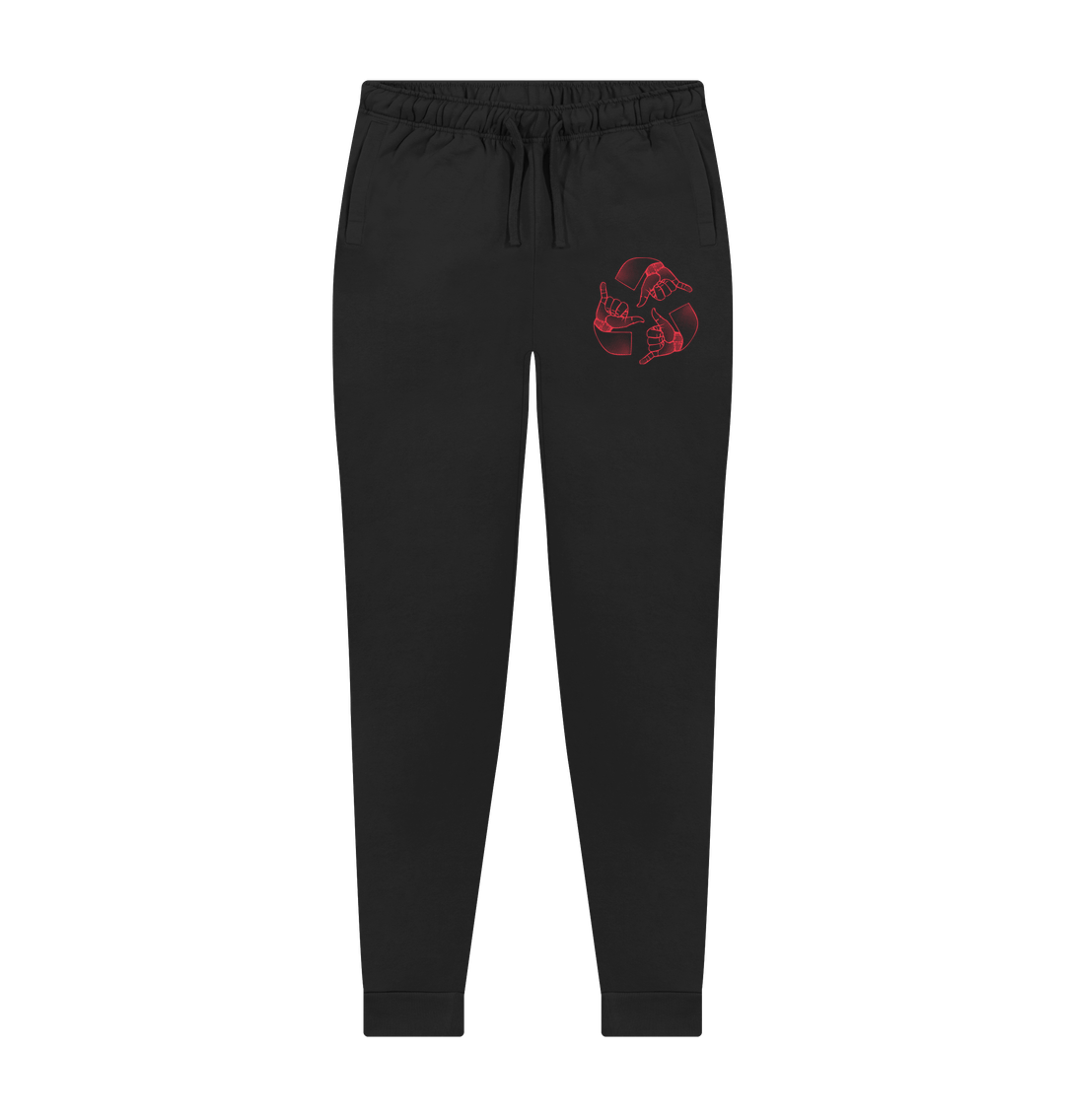 Black Printed Mens Joggers Front
