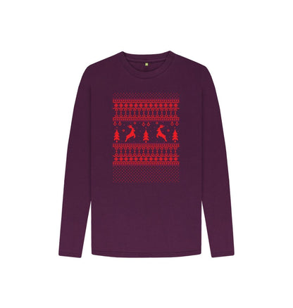 Purple Christmas Motif - Kids' Organic Long Sleeve T-shirt