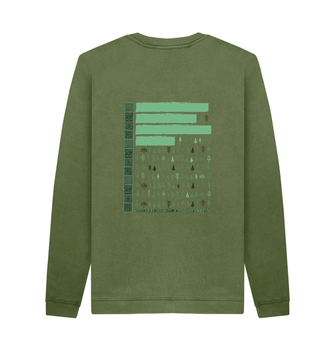 Khaki Printed Sweater Back