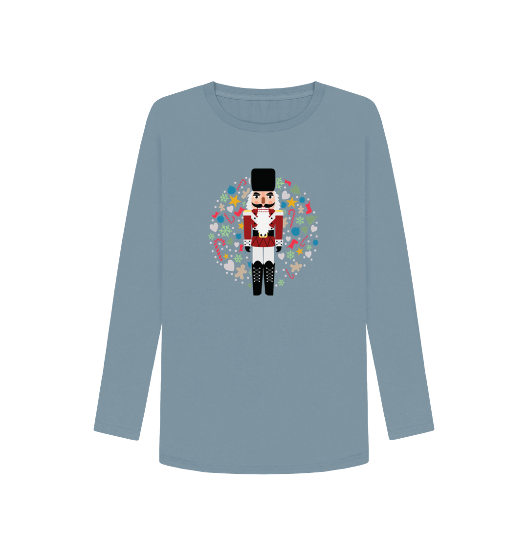 Light blue long-sleeved shirt with nutcracker design
