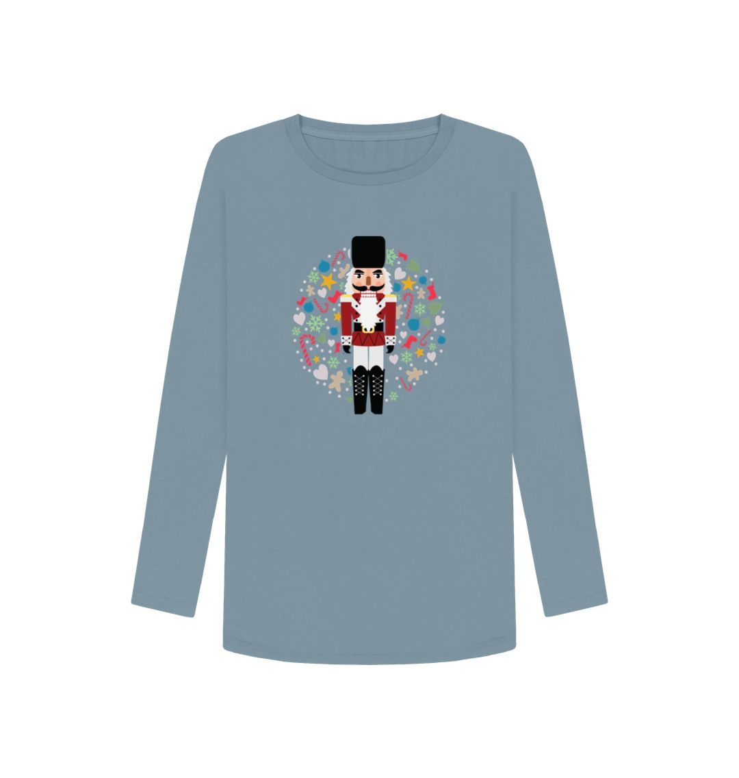 Stone Blue Christmas Toy Soldier - Women's Long Sleeve T-shirt