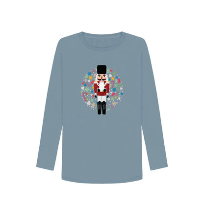 Stone Blue Christmas Toy Soldier - Women's Long Sleeve T-shirt