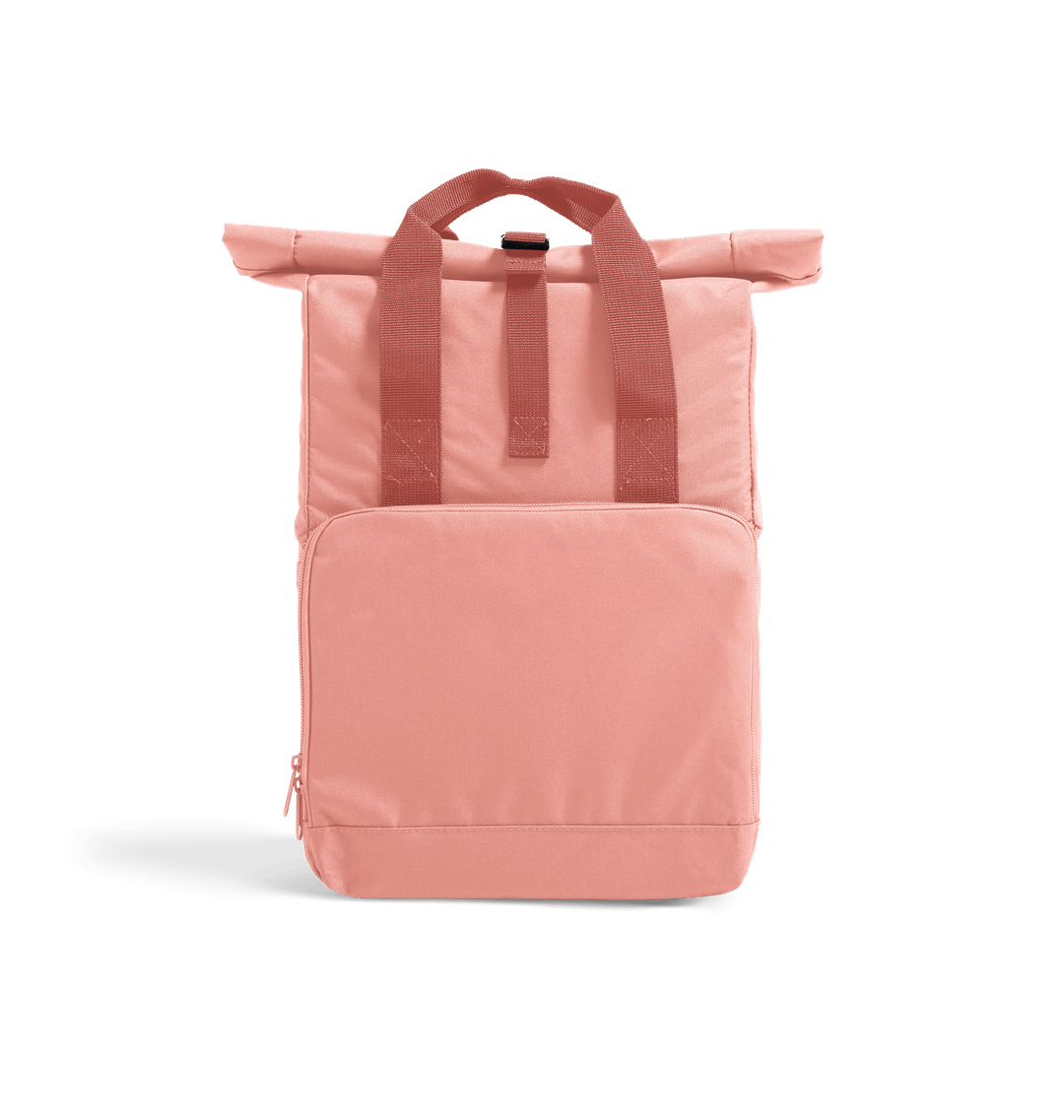 Blush Pink Plain Recycled Twin handle Roll-Top Backpack