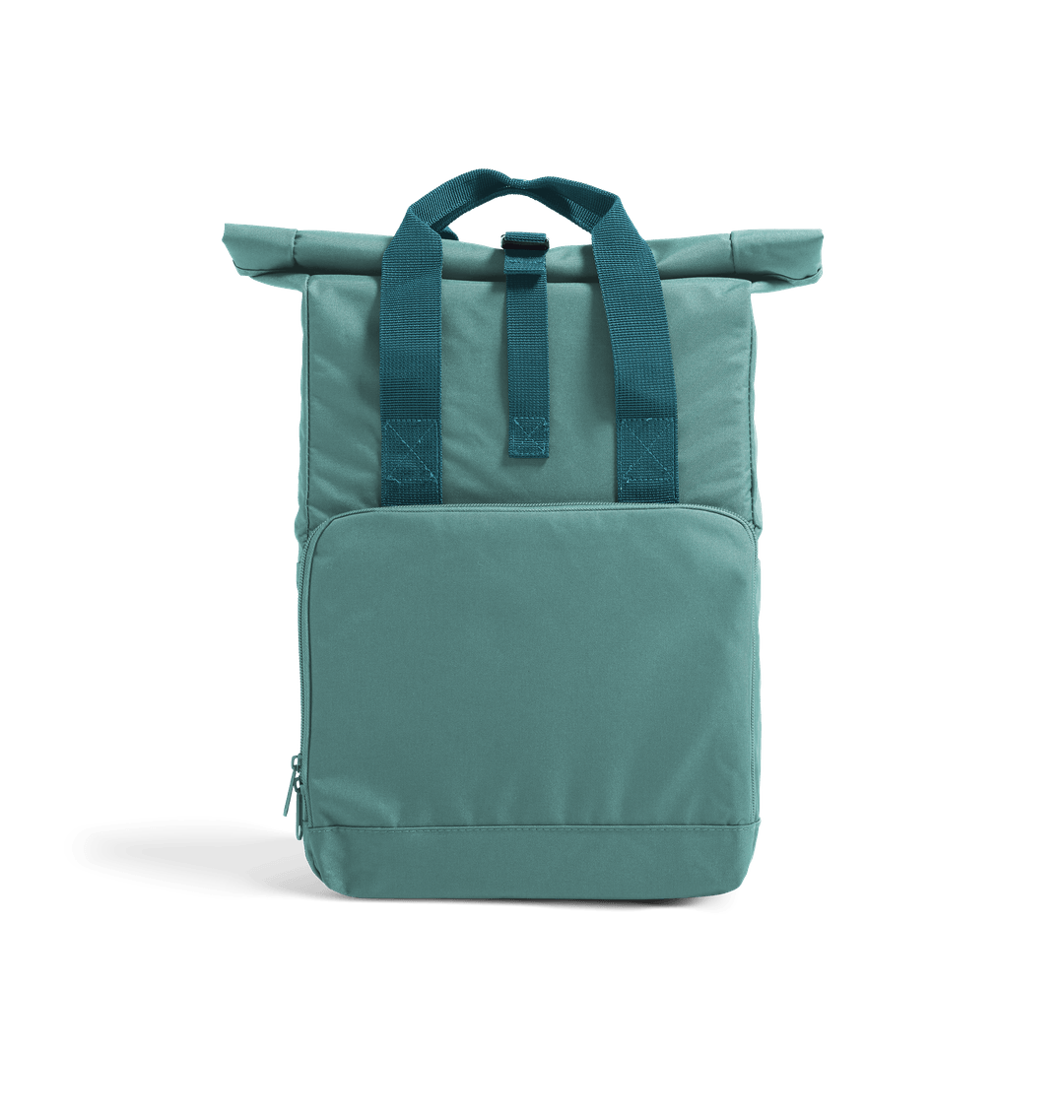 Sage Green Plain Recycled Twin handle Roll-Top Backpack