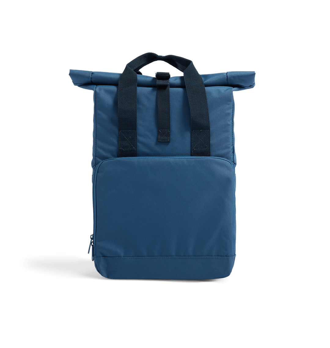 Airforce Blue Plain Recycled Twin handle Roll-Top Backpack