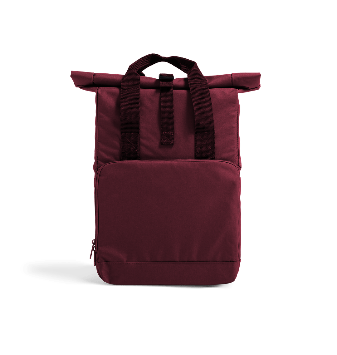 Burgundy Plain Recycled Twin handle Roll-Top Backpack