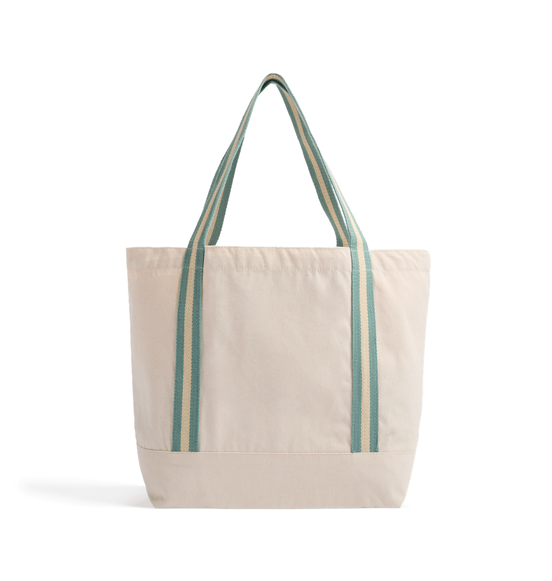 Natural/Sage Green Plain Organic Beach Bag