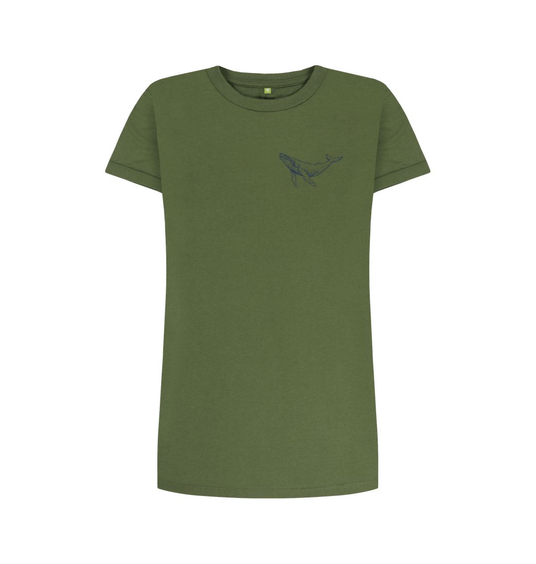 Khaki Blue Whale - Women's T-shirt Dress