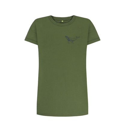 Khaki Blue Whale - Women's T-shirt Dress