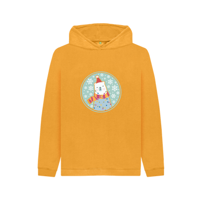 Yellow hoodie with polar bear design