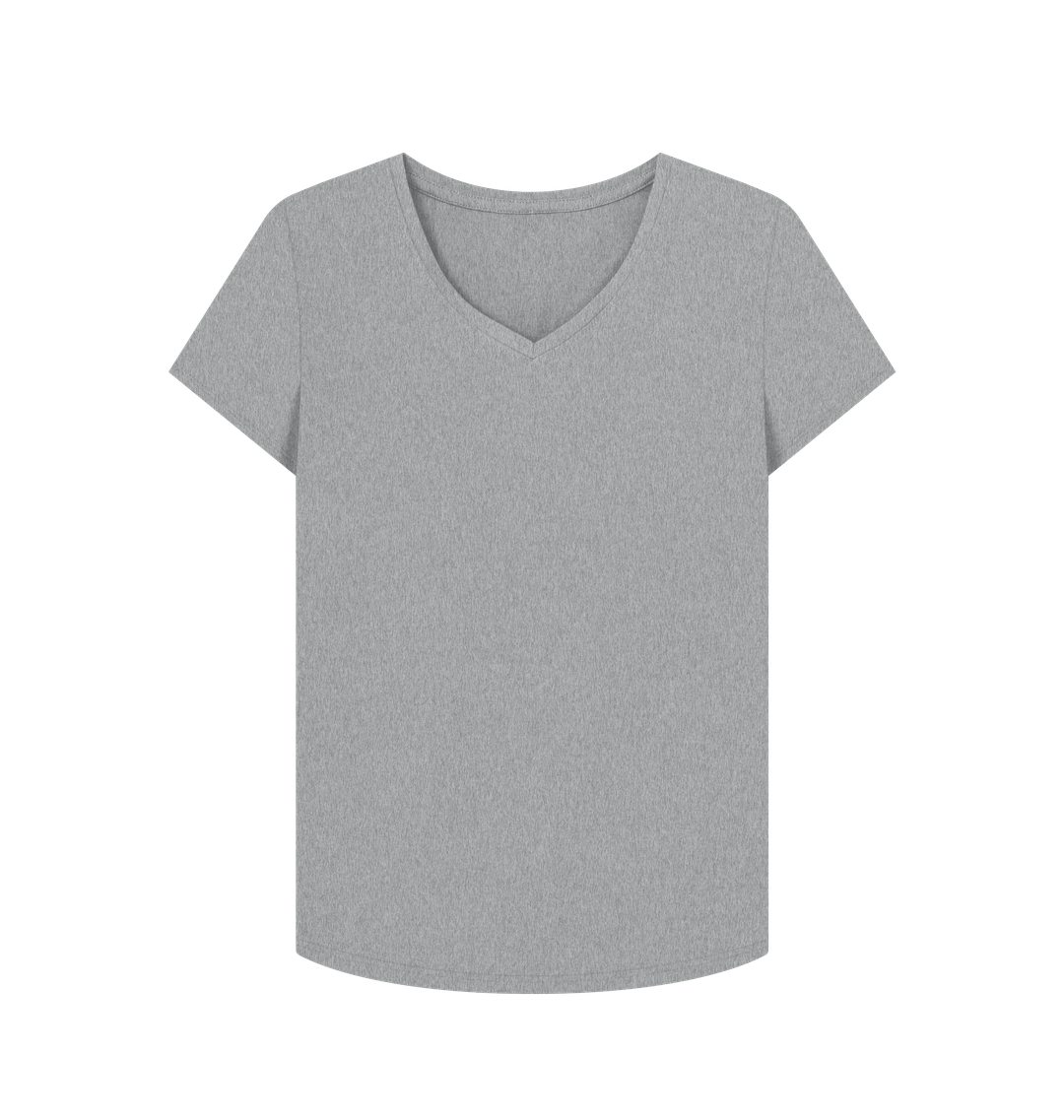 Athletic Grey Plain Women's V-Neck T-shirt