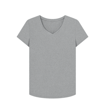 Athletic Grey Plain Women's V-Neck T-shirt