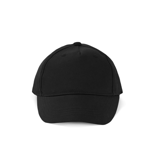 Black baseball cap with adjustable strap